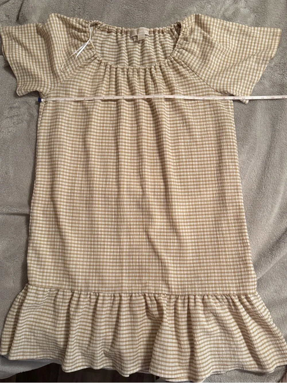 Michael kors woman’s Beige Gingham Ruffle Hem Dress